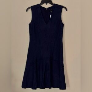 Ann Taylor Navy Petite Sleeveless Wool Dress